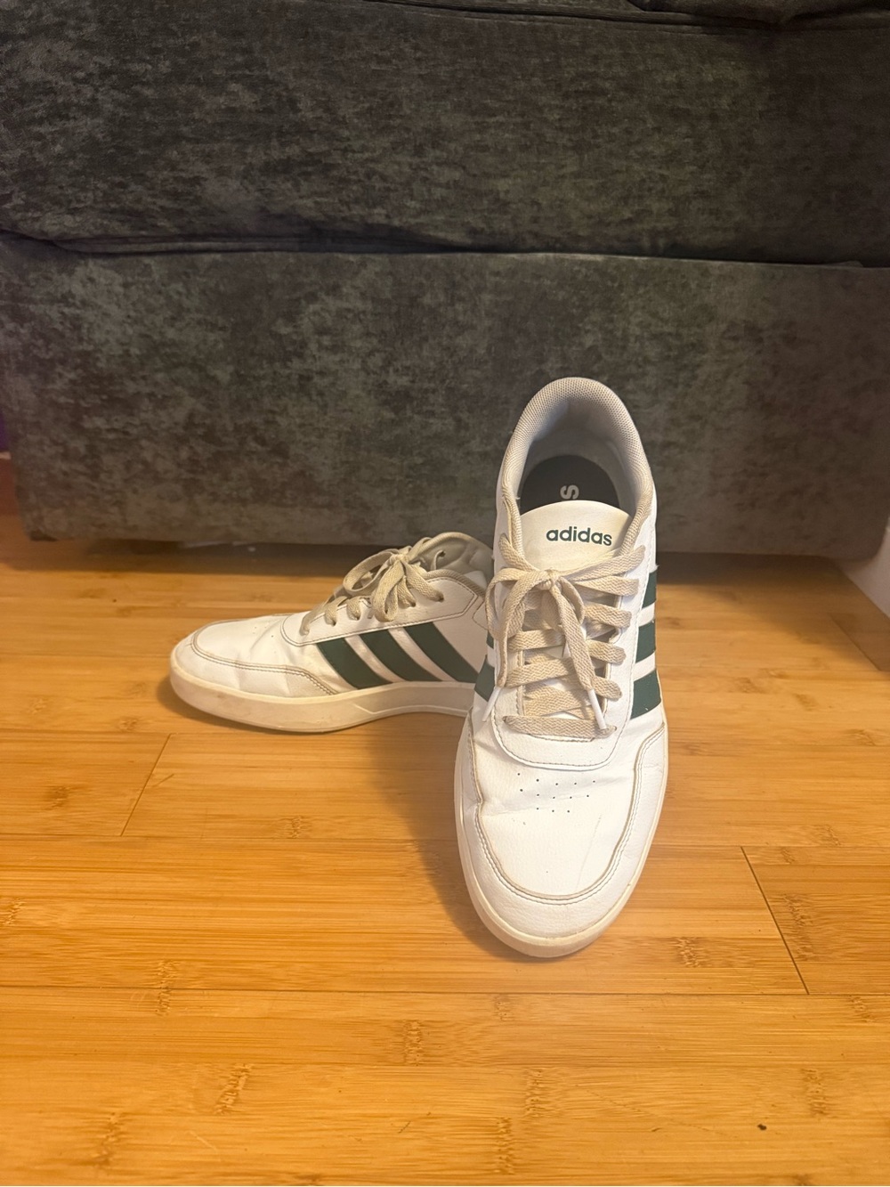 adidas White Sneakers with Green Stripes - Men